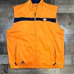 Adidas Men’s Size Large Full Zip Vest Orange Clima Proof Branded Full Zip Lined